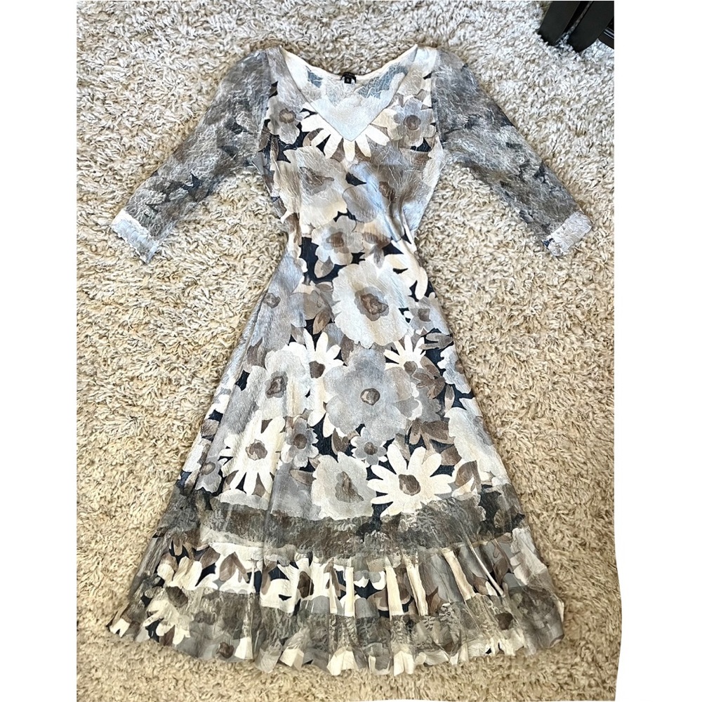 Komarov Floral Midi Dress Size Small, Wedding guest/shower/special occasion